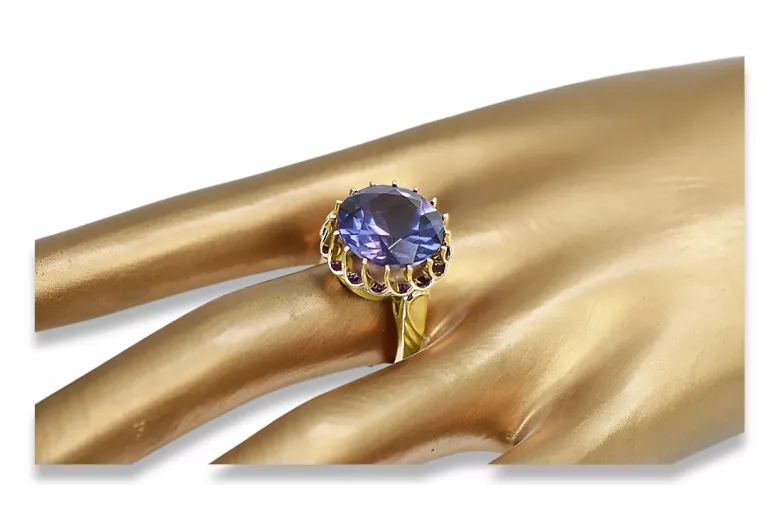 Vintažinis stilius Žiedas Alexandrite 8K geltonas auksas vrc035x-ax Art Deco SSRS sovietinis rusiškas stilius